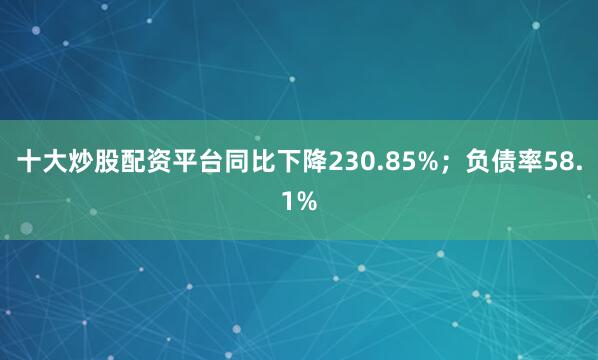 十大炒股配资平台同比下降230.85%；负债率58.1%